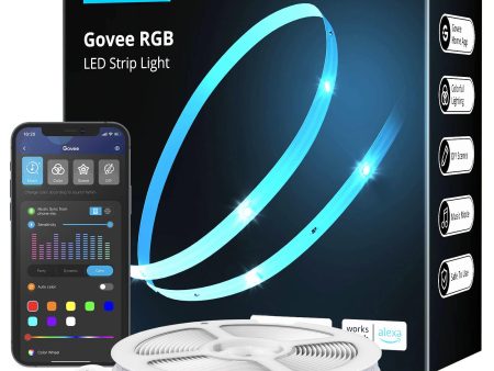 Govee Tira LED 5M, Bandas WiFi RGB con Control Inteligente por App, Compatible con Alexa y Google Assistant, Sincronización Musical, 64 Escenas, Luces LED DIY para Hogar Embalaje Deteriorado Online