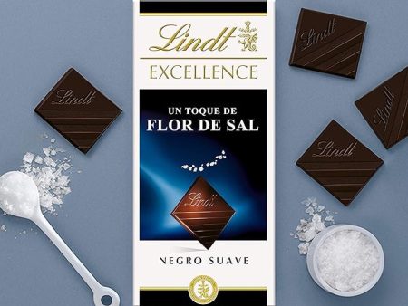 Lindt Excellence: Tableta de Chocolate Negro con Flor de Sal 100g (Caducidad: 31-01-2025) Discount